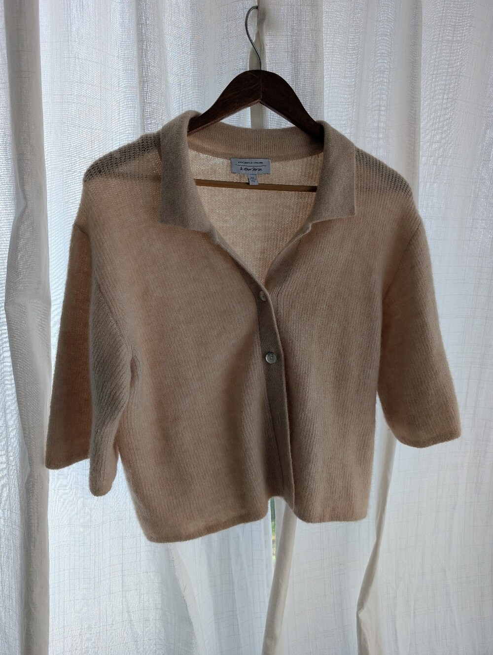 & Other Stories Beige Collared Short-Sleeve Cardigan